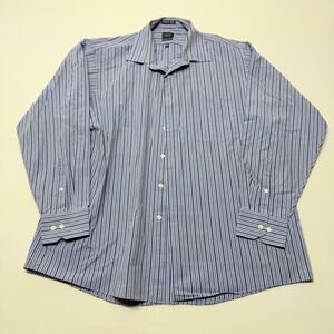 Arrow USA 1851 Mens Blue Striped Button Down Shirt Classic Fit 16.5 32/33 L